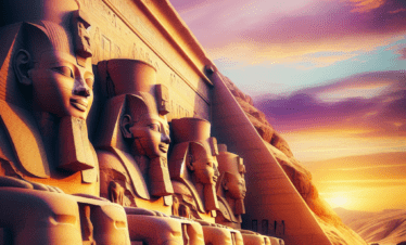 Aswan egypt abu simpel sunset